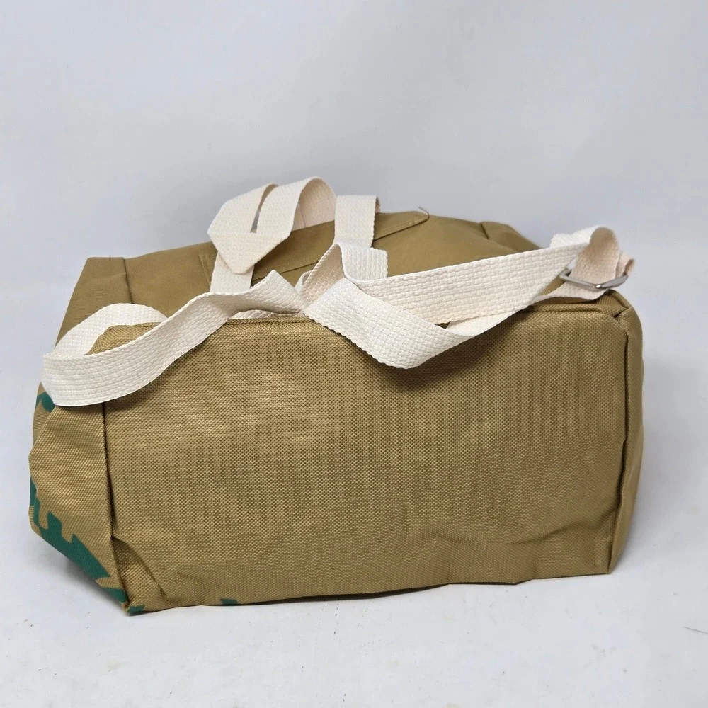 Starbucks Siren Logo Roll Top Backpack Khaki Tan Green Canvas Adjustable Straps